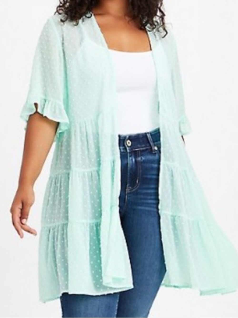 torrid Mint Green Swiss Dot Tiered Swim Cover-Up